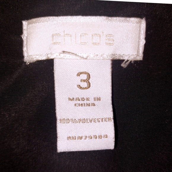 Chicos Soft Black Button Front Rolled Tab Long Sleeve Collared Shirt Size 3 EUC - Picture 9 of 11